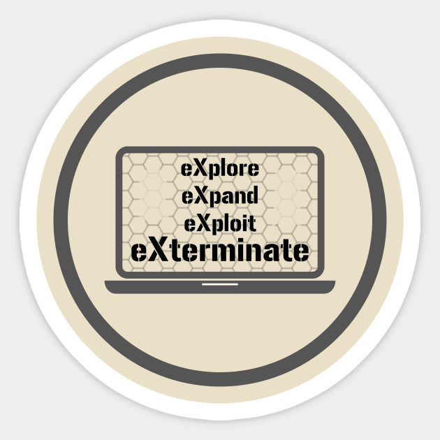 eXplore eXpand eXploit eXterminate 4x Strategy Exploration Games Sticker by rayrayray90